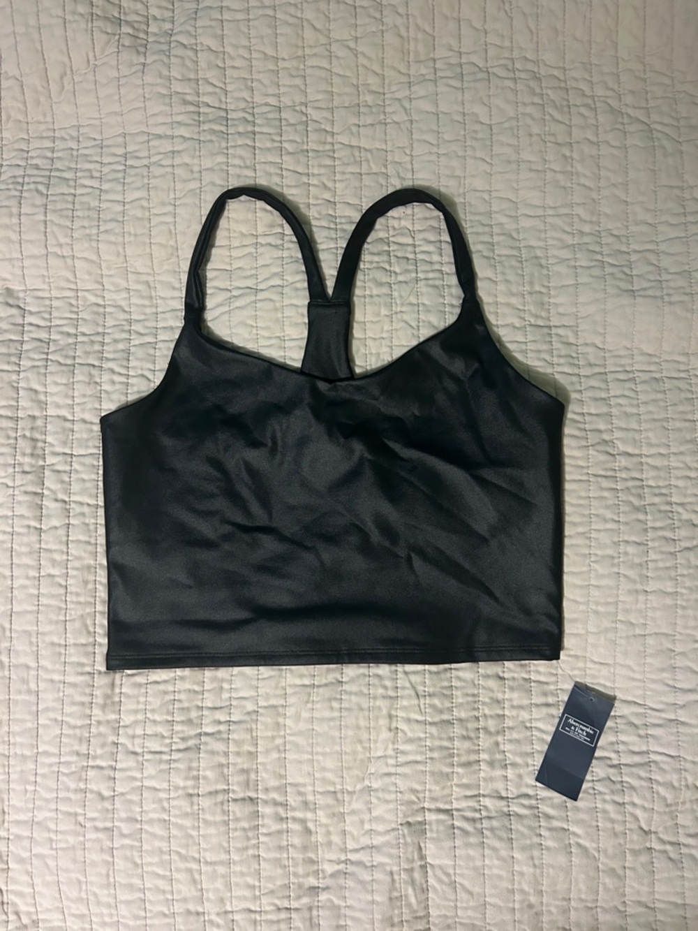 Abercrombie & Fitch Black Sheen Racerback Top